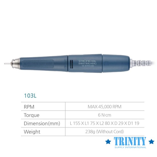 Saeshin Strong 103L Micromotor brush 45,000 RPM Handpiece Only (103L) by www.3nitysupply.com 